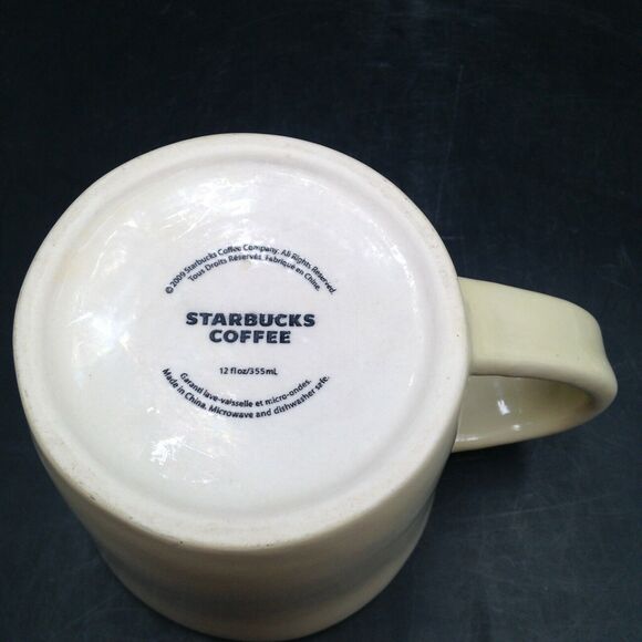 Starbucks Daily Cup Coffee Mug 12oz Artisan Look Cream with Brown Interior 2008 - Picture 7 of 8